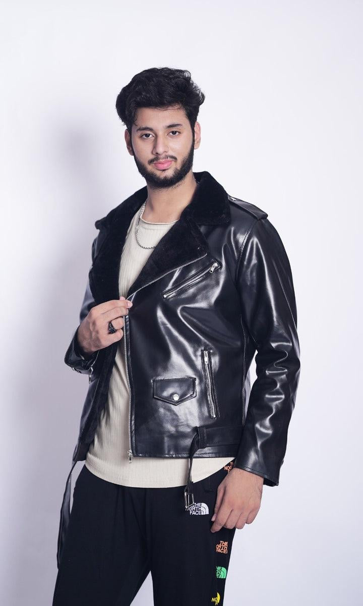 LEATHER CROSS ZIP JACKET