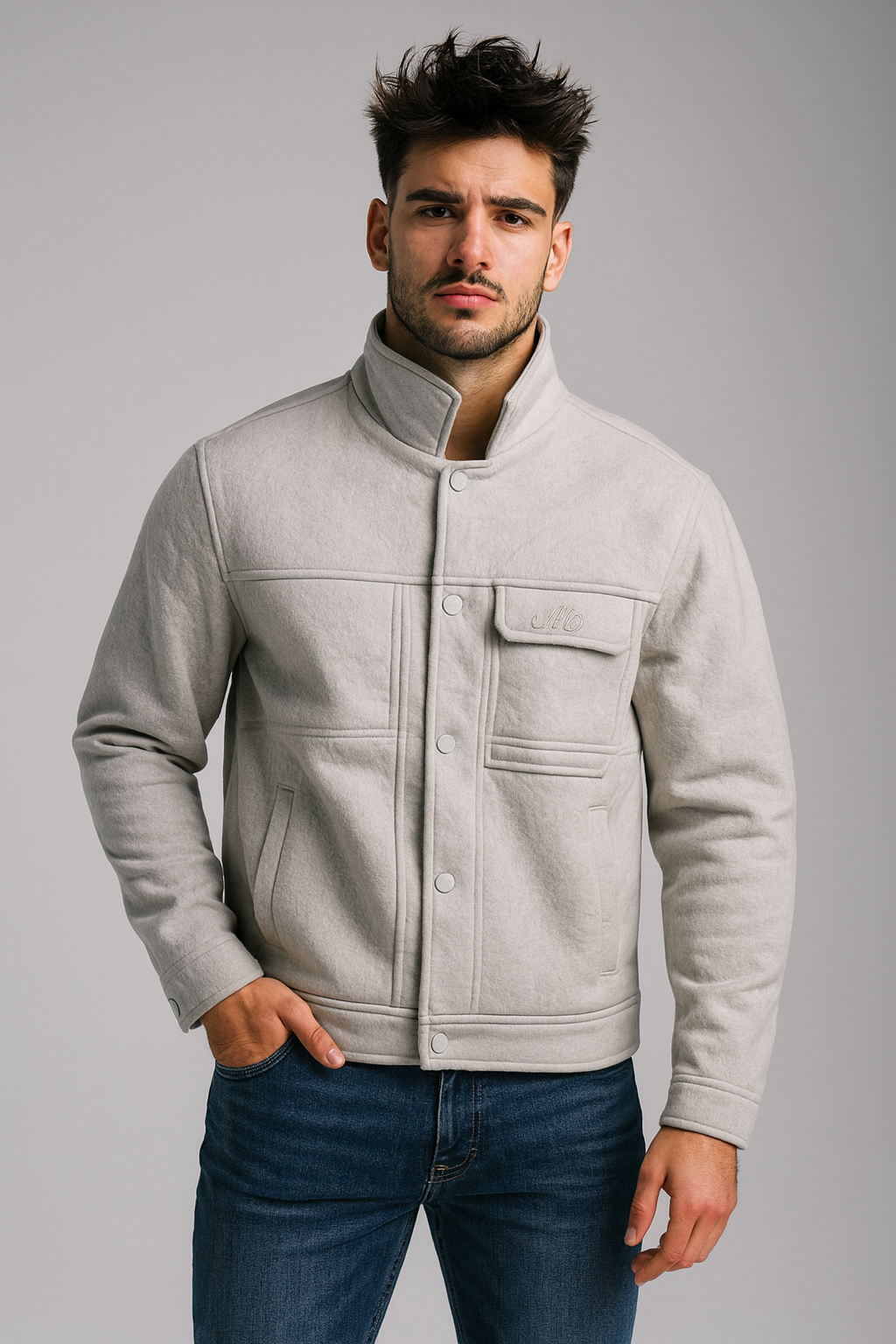 SINGLE POCKET SUEDE JACKET MADE IN VEITNAM