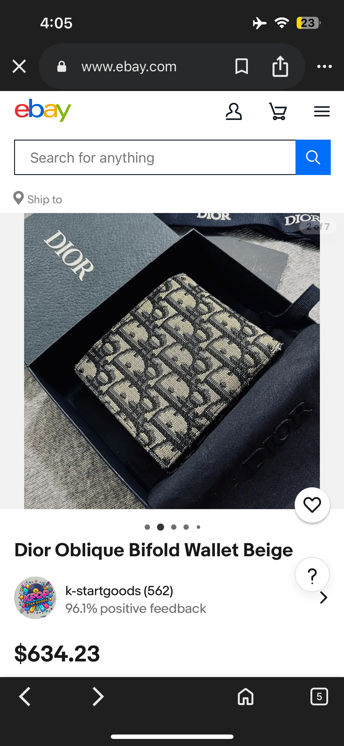 DIOR EMBROIDED BRAND WALLET
