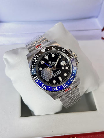 SILVER BLACK BLUE MECHANICAL DIAL ALL FUNCTIONS