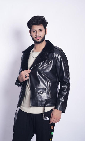 LEATHER CROSS ZIP JACKET