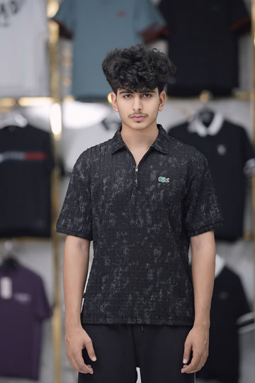 LOCASTE HALF ZIP COLLAR SHIRT
