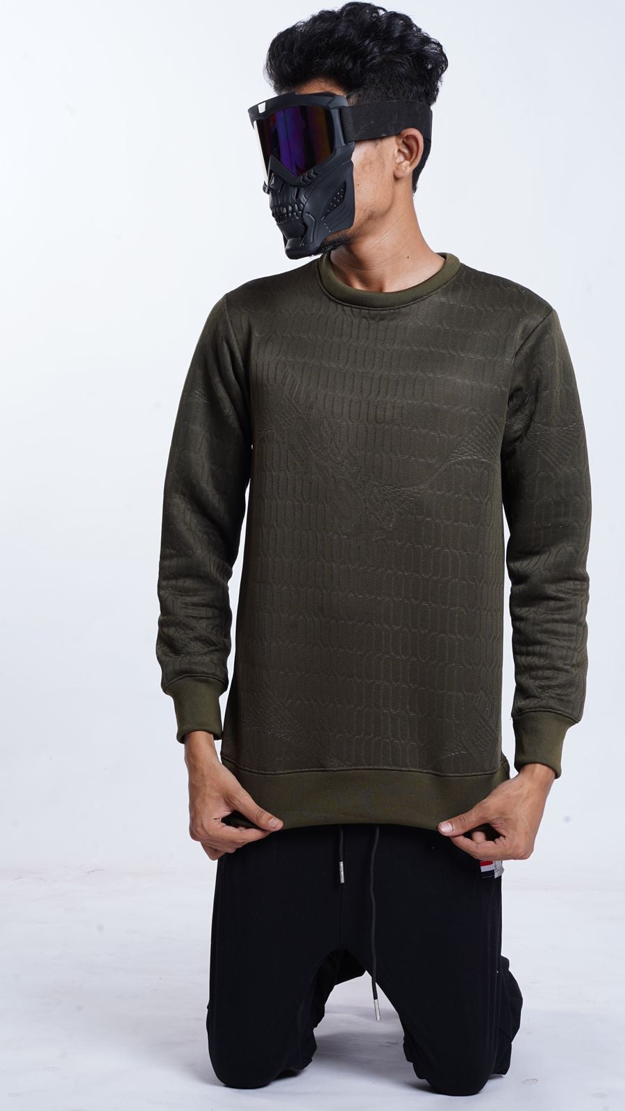 ZARA MAN ORIGINAL SWEAT SHIRT IN OLIVE