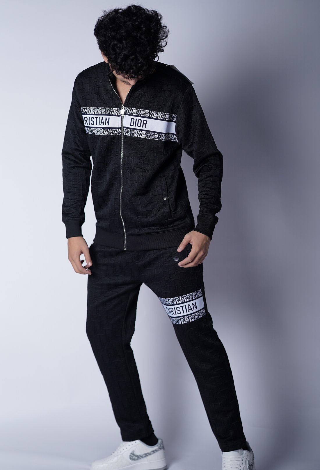 DIOR EMBOSED PREMIUM ZIPPER TRACKSUIT