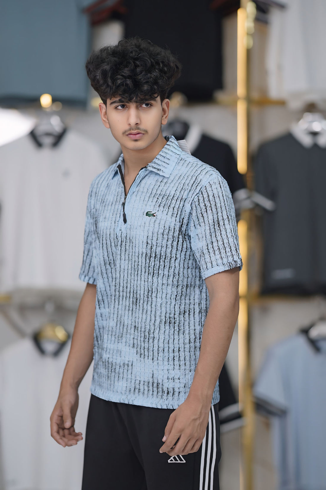 LOCASTE HALF ZIP COLLAR SHIRT