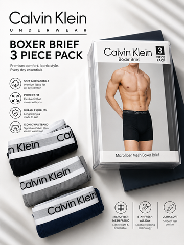 PACK OF 3  CALVIN KALEIN 100% COTTON UNDER WEAR