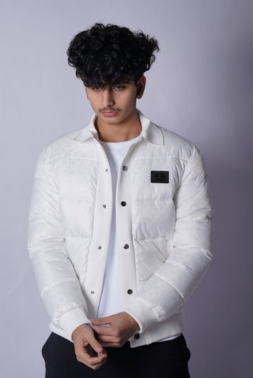 LV COLLAR PUFFER JACKET SELF EMBOSED