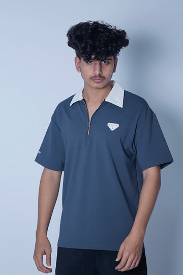 PRADA 100% HYBRID HALF ZIP COLLAR SHIRT