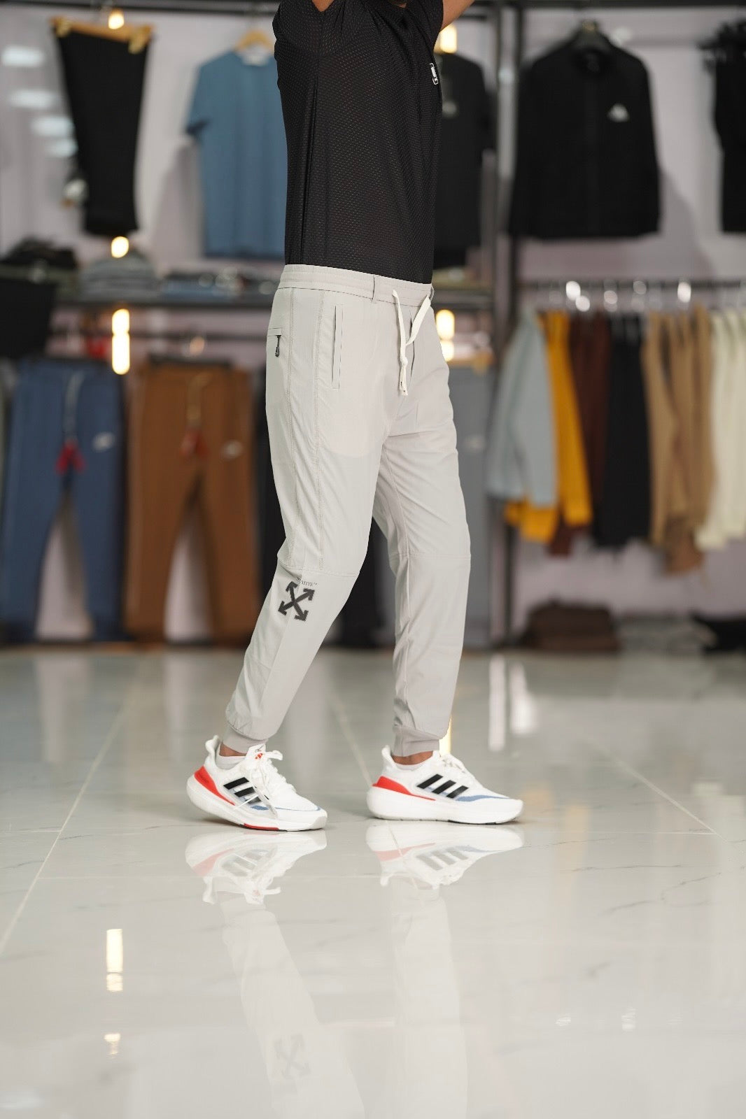 GREY PREMIUM SUITTING OFF WHITE TROUSER