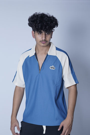 ALO 100% COTTON HYBRID HALF ZIP COLLAR SHIRT