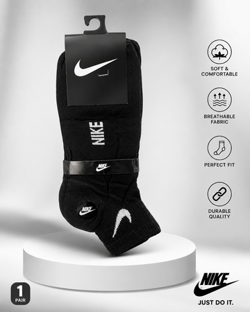 NIKE BLACK 100% COTTON SHORT SOCKS