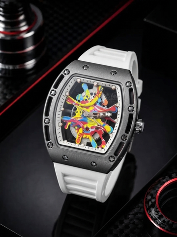 RICHE MILAN WHITE RUBBER STRAP