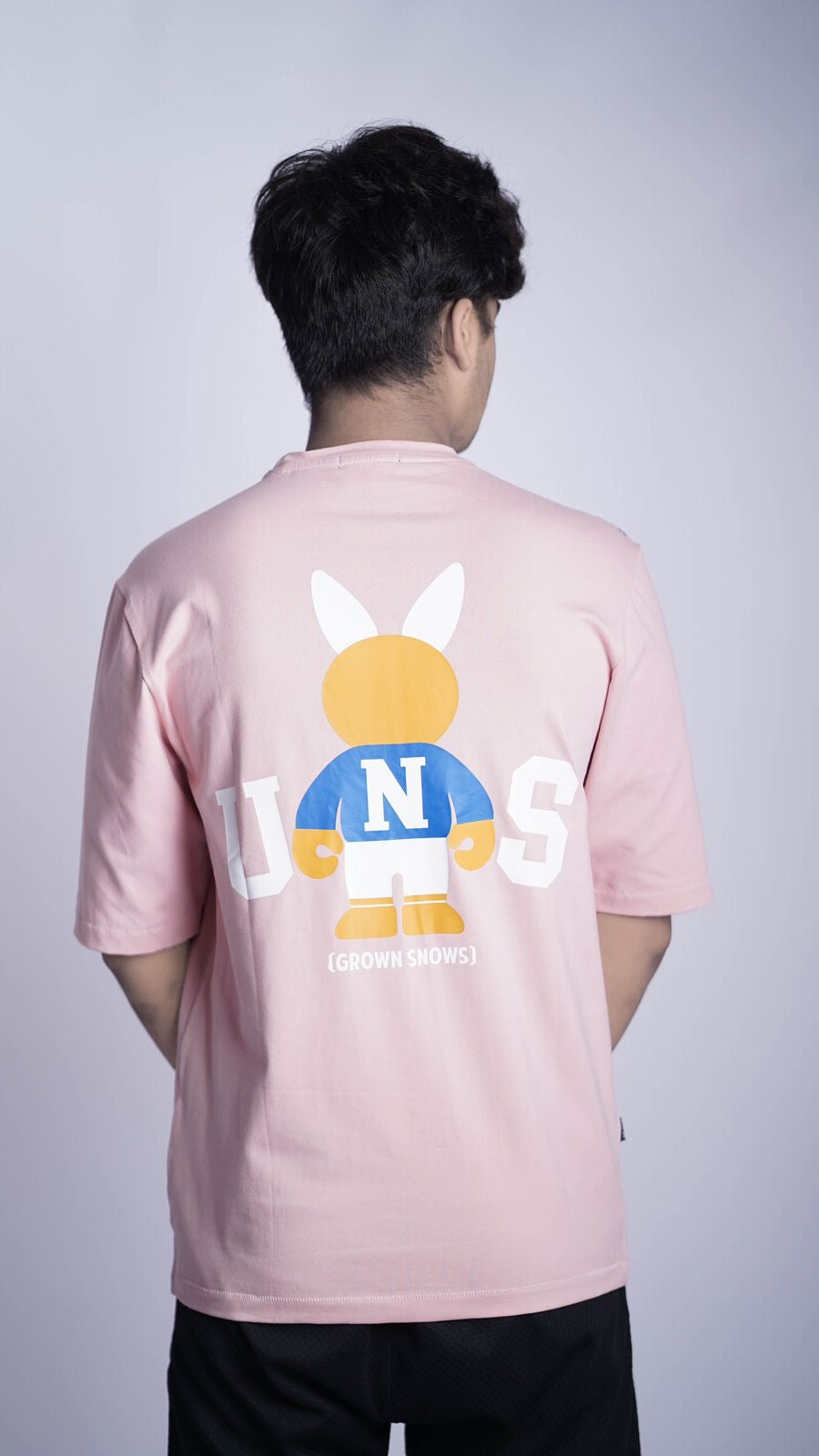 OFF WHITE BAD BUNY PRINTED SLOGAN OVER SIZED T-SHIRT