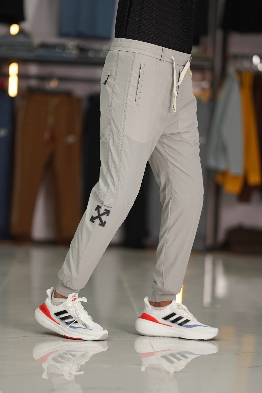 GREY PREMIUM SUITTING OFF WHITE TROUSER