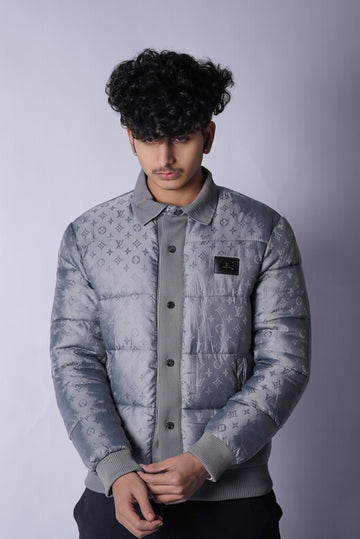 LV COLLAR PUFFER JACKET SELF EMBOSED