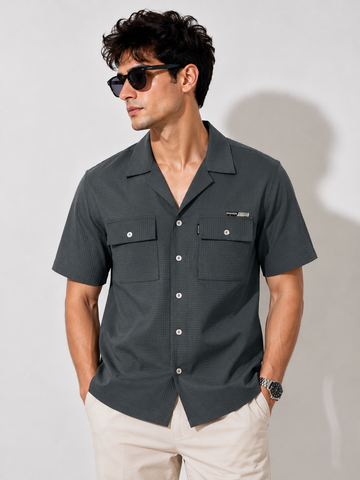 COAT COLLAR CASUAL SHIRT HALF SLEEVE