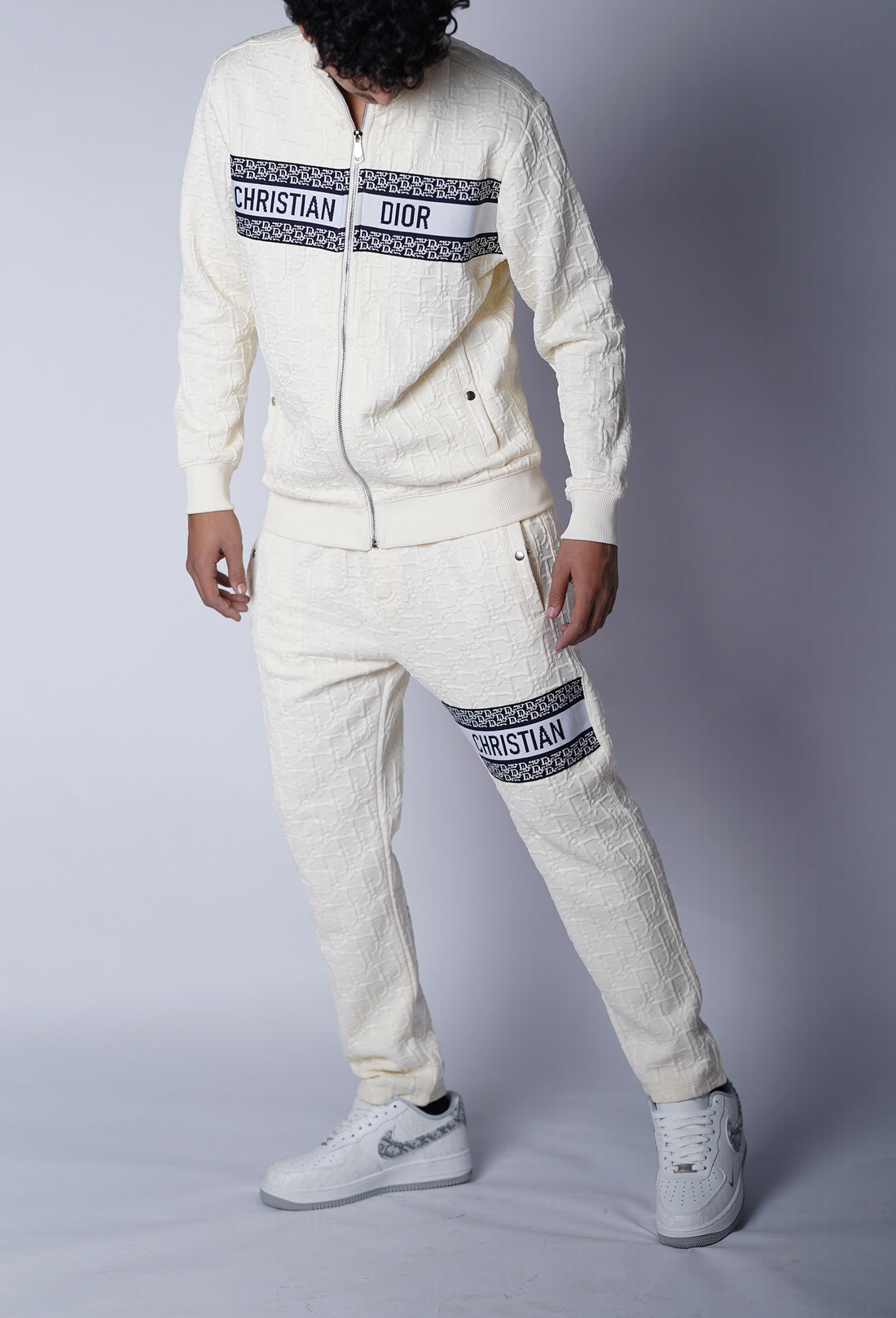 DIOR EMBOSED PREMIUM ZIPPER TRACKSUIT