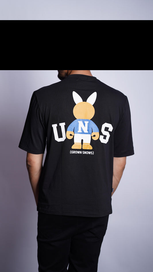 OFF WHITE BAD BUNY PRINTED SLOGAN OVER SIZED T-SHIRT