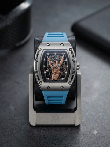 RICHE MILAN SILVER DIAL BLUE RUBBER STRAP
