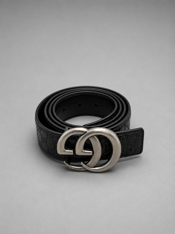 GUCCI SILVER BUCKLE BELT LEATHER