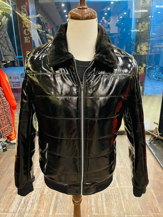 SYNTHETIC LEATHER BIKER JACKET