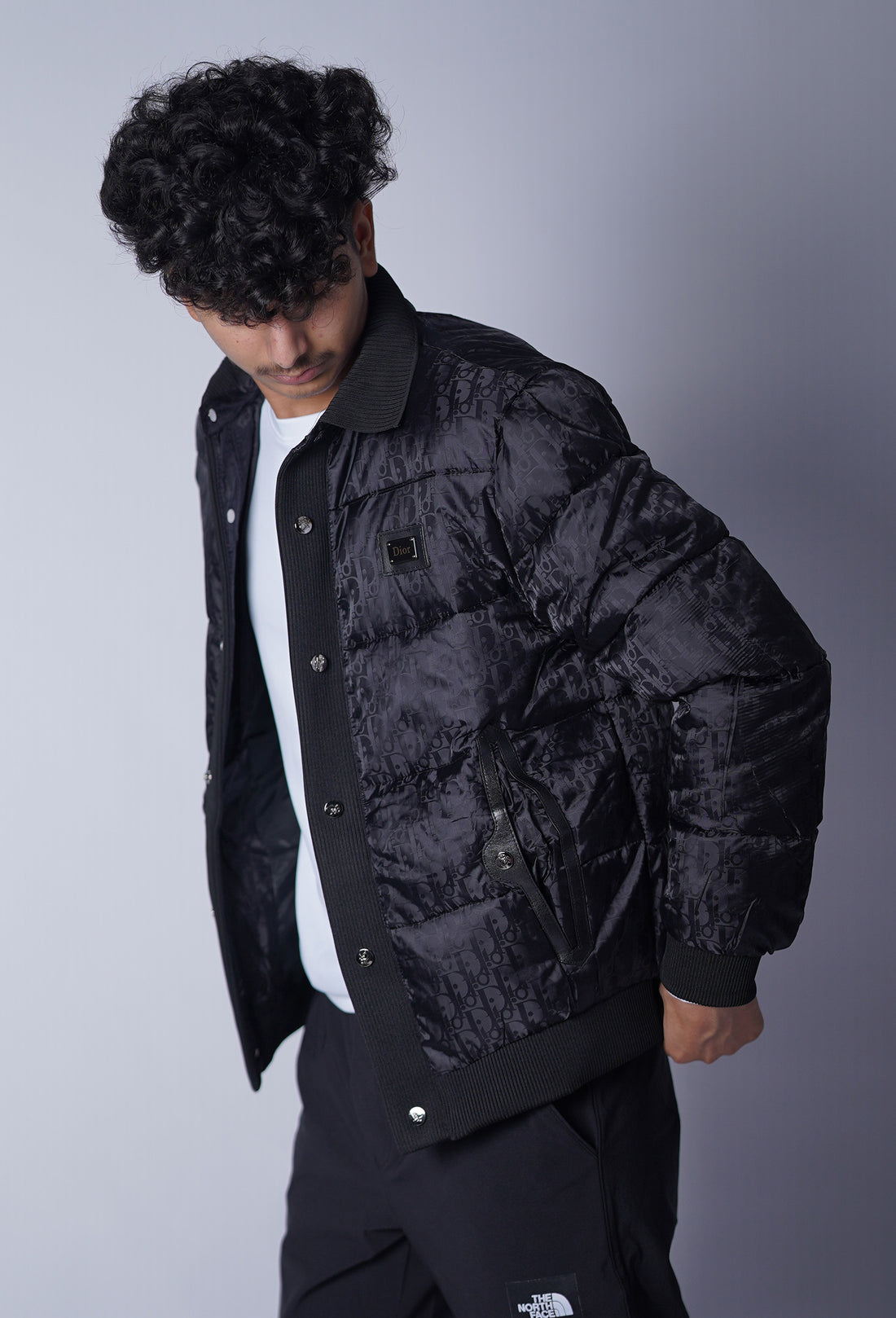 DIOR COLLAR PUFFER JACKET SELF EMBOSED