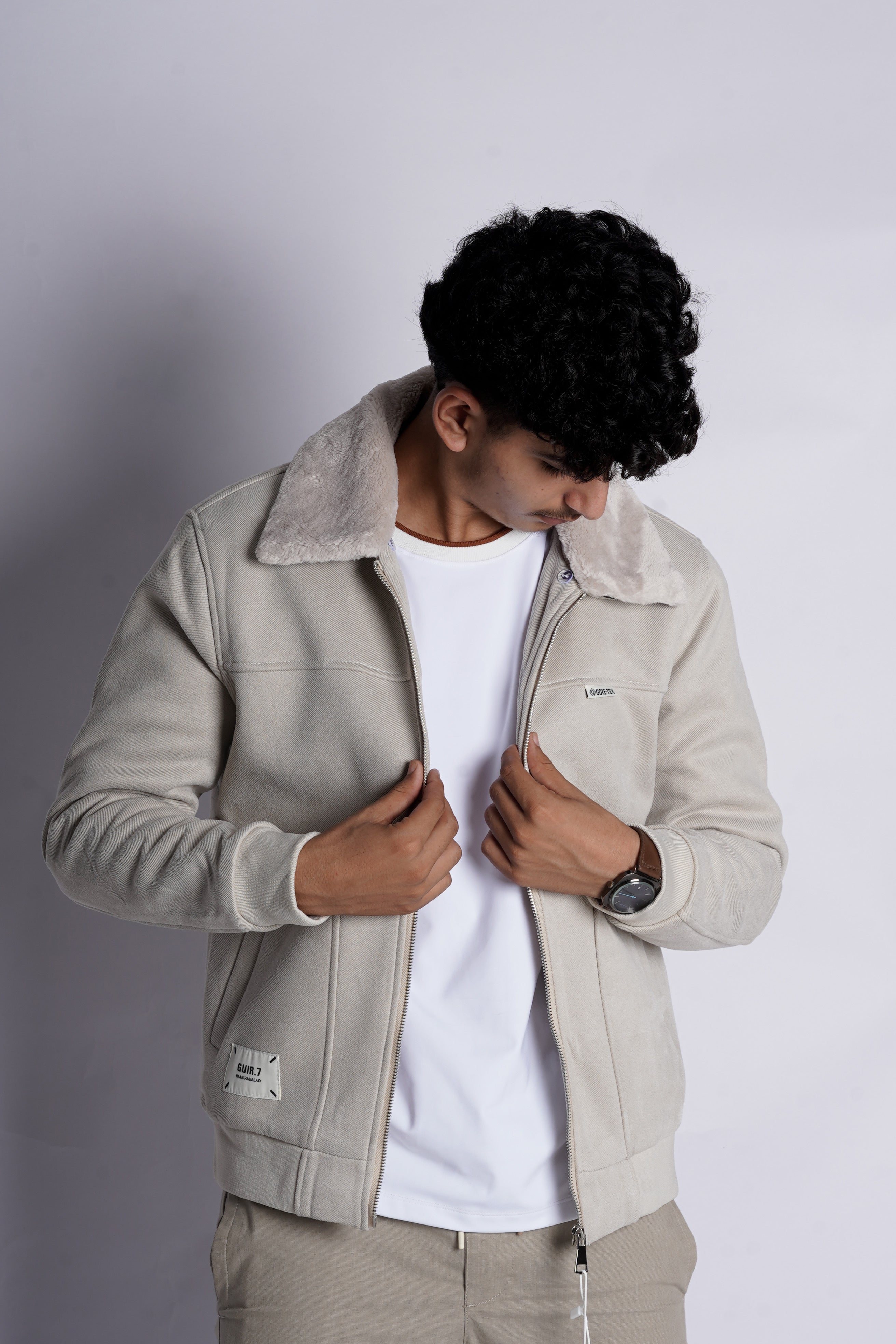 CROSS POCKET SUEDE JACKET MADE IN VEITNAM