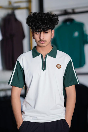 NIRN HALF ZIP 100% HYBRID POLO SHIRT