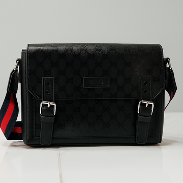 GUCCI LEATHER DOUBLE STRAP BAG