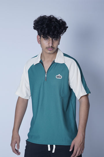 ALO 100% COTTON HYBRID HALF ZIP COLLAR SHIRT