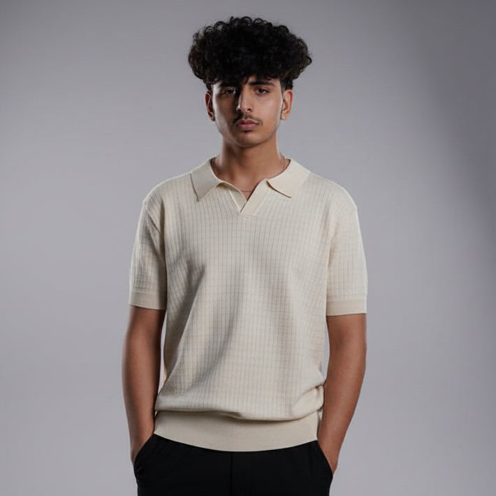 OLD MONEY BOX CHECK KNIT WEAR POLO SHIRT