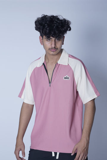 ALO 100% COTTON HYBRID HALF ZIP COLLAR SHIRT