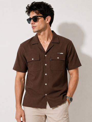 COAT COLLAR CASUAL SHIRT HALF SLEEVE