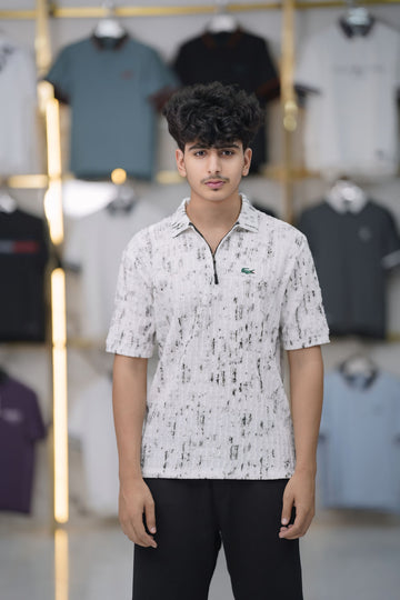 LOCASTE HALF ZIP COLLAR SHIRT