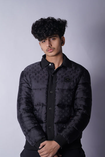 LV COLLAR PUFFER JACKET SELF EMBOSED