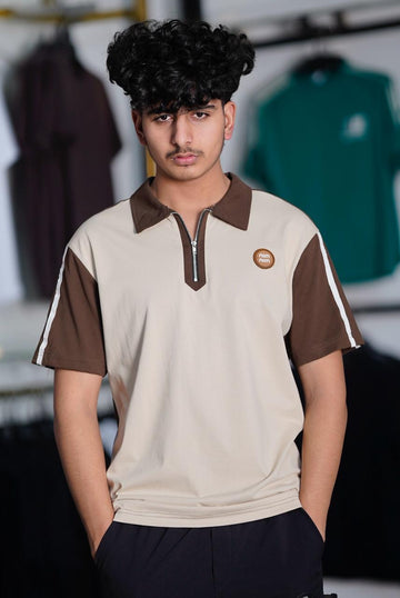 NIRN HALF ZIP 100% HYBRID POLO SHIRT