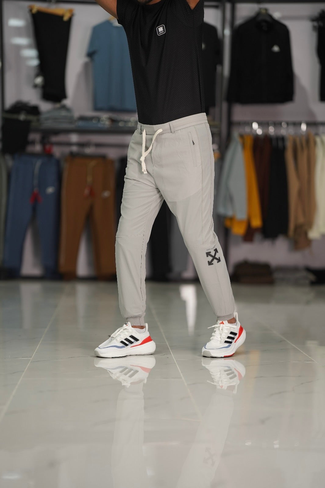 GREY PREMIUM SUITTING OFF WHITE TROUSER