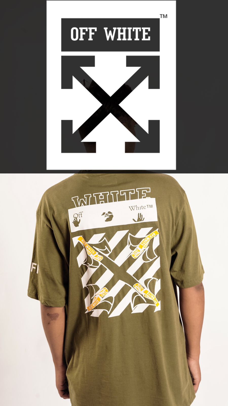 OFFWHITE DOUBLE PRINT T.SHIRT IN OLIVE