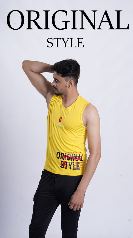 IMPORTED PRINTED SANDO IN YELLOW