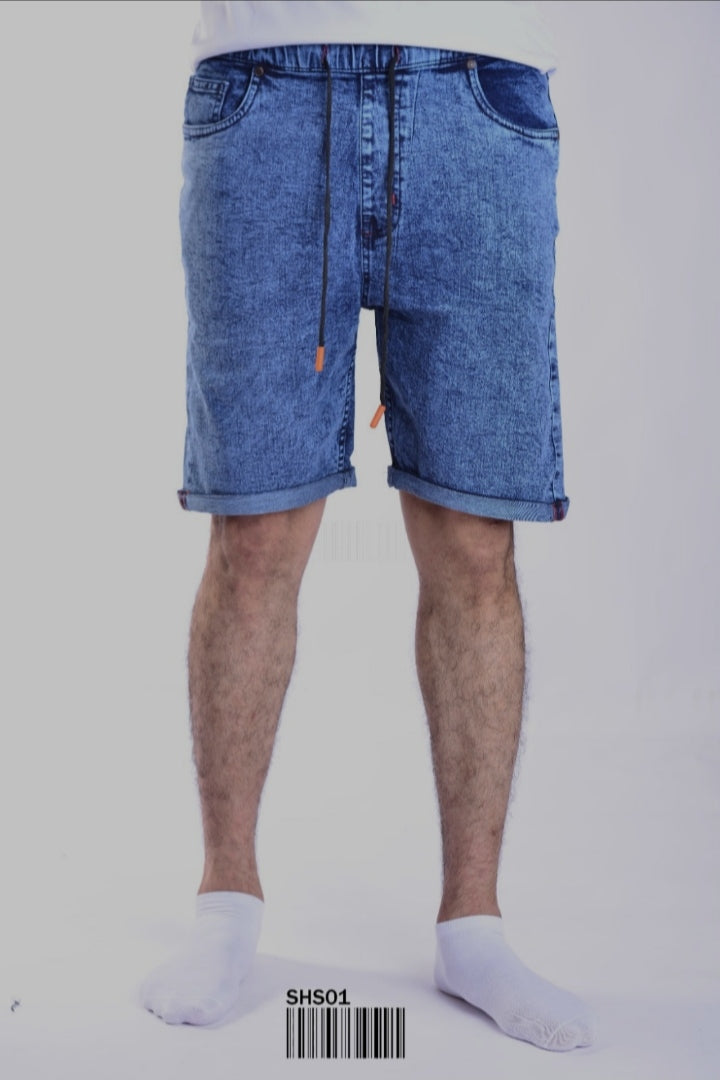 JEANS ELASTIC IMPORTED SHORTS IN BLUE